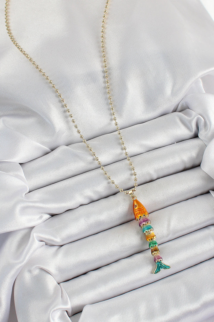 EBJ Rice Rainbow Fish Model Zircon Stone Gold Color Women's Necklace - Villeneuve-Saint-Georges