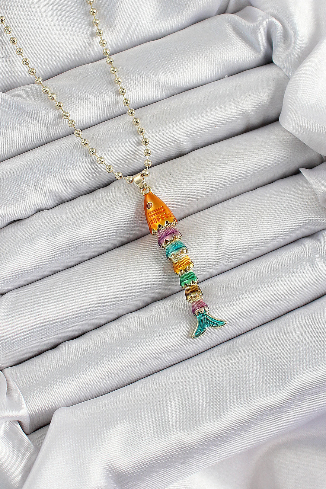 EBJ Rice Rainbow Fish Model Zircon Stone Gold Color Women's Necklace - Villeneuve-Saint-Georges