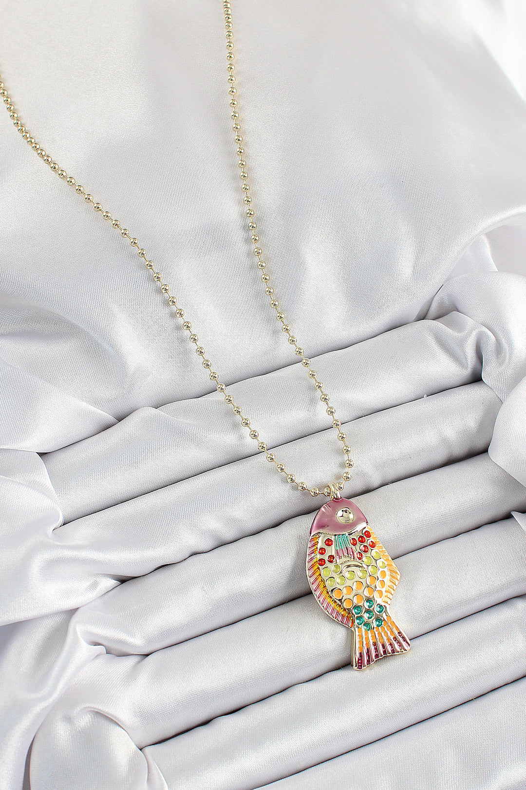 EBJ Rice Rainbow Fish Model Zircon Stone Gold Color Women's Necklace - Guamúchil