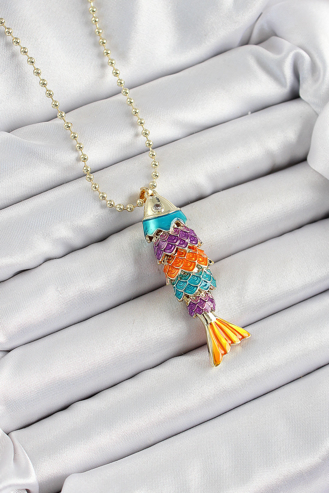 EBJ Rice Rainbow Fish Model Zircon Stone Gold Color Women's Necklace - Lemgo