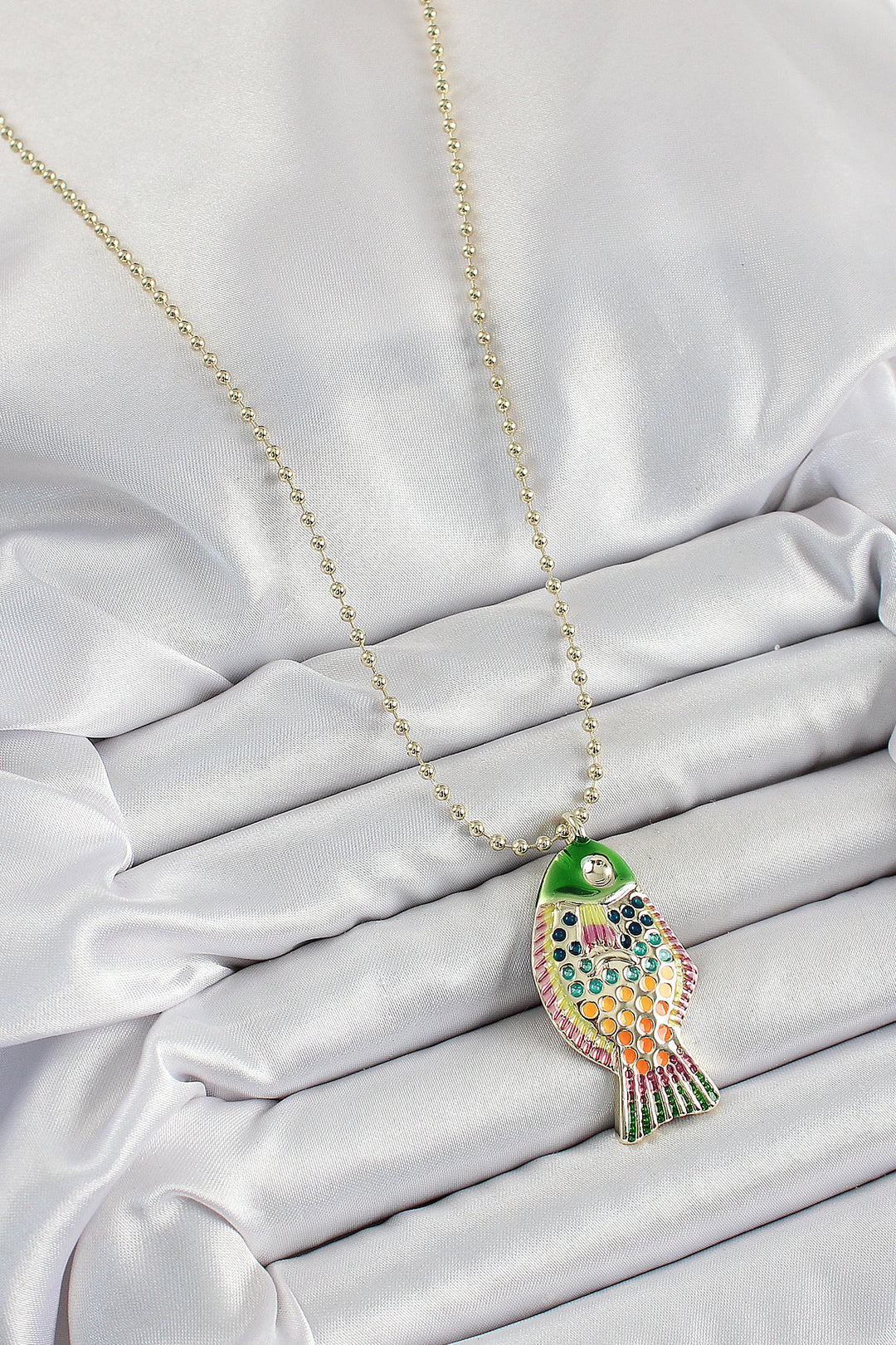 EBJ Rice Rainbow Fish Model Zircon Stone Gold Color Women's Necklace - Molina de Segura