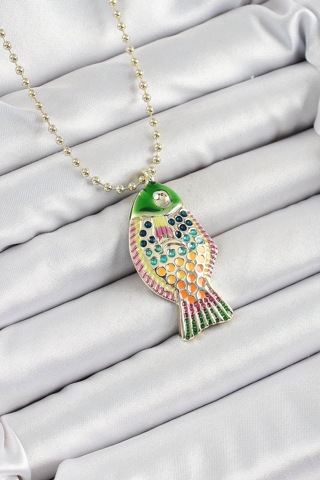 EBJ Rice Rainbow Fish Model Zircon Stone Gold Color Women's Necklace - Molina de Segura