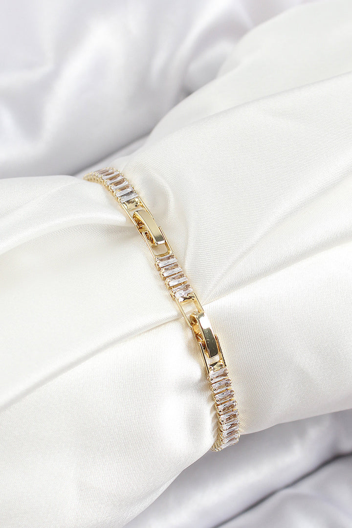 EBJ Rice Zircon Stone Waterway Model Gold Color Women's Bracelet - Petatlán