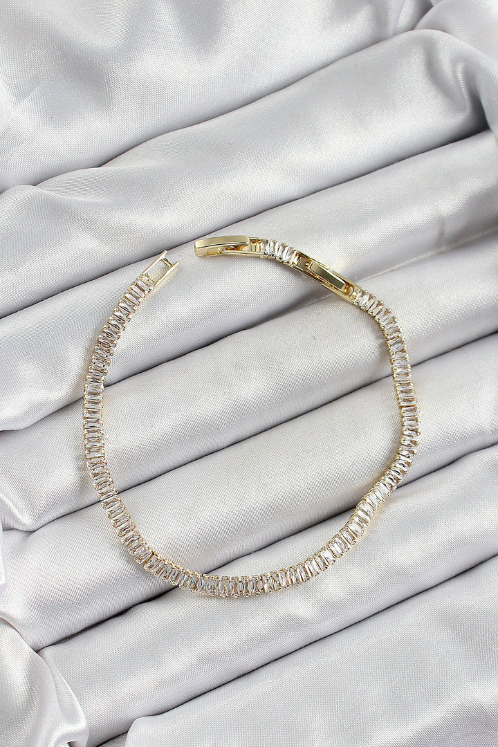 EBJ Rice Zircon Stone Thin Waterway Model Gold Color Women's Bracelet - Rochester