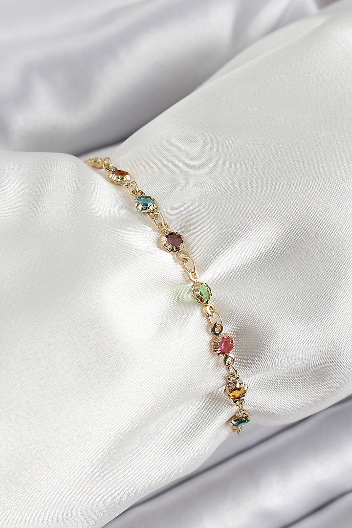 EBJ Rice Gold Color Mixed Color Zircon Stone Women's Bracelet - Huber Heights