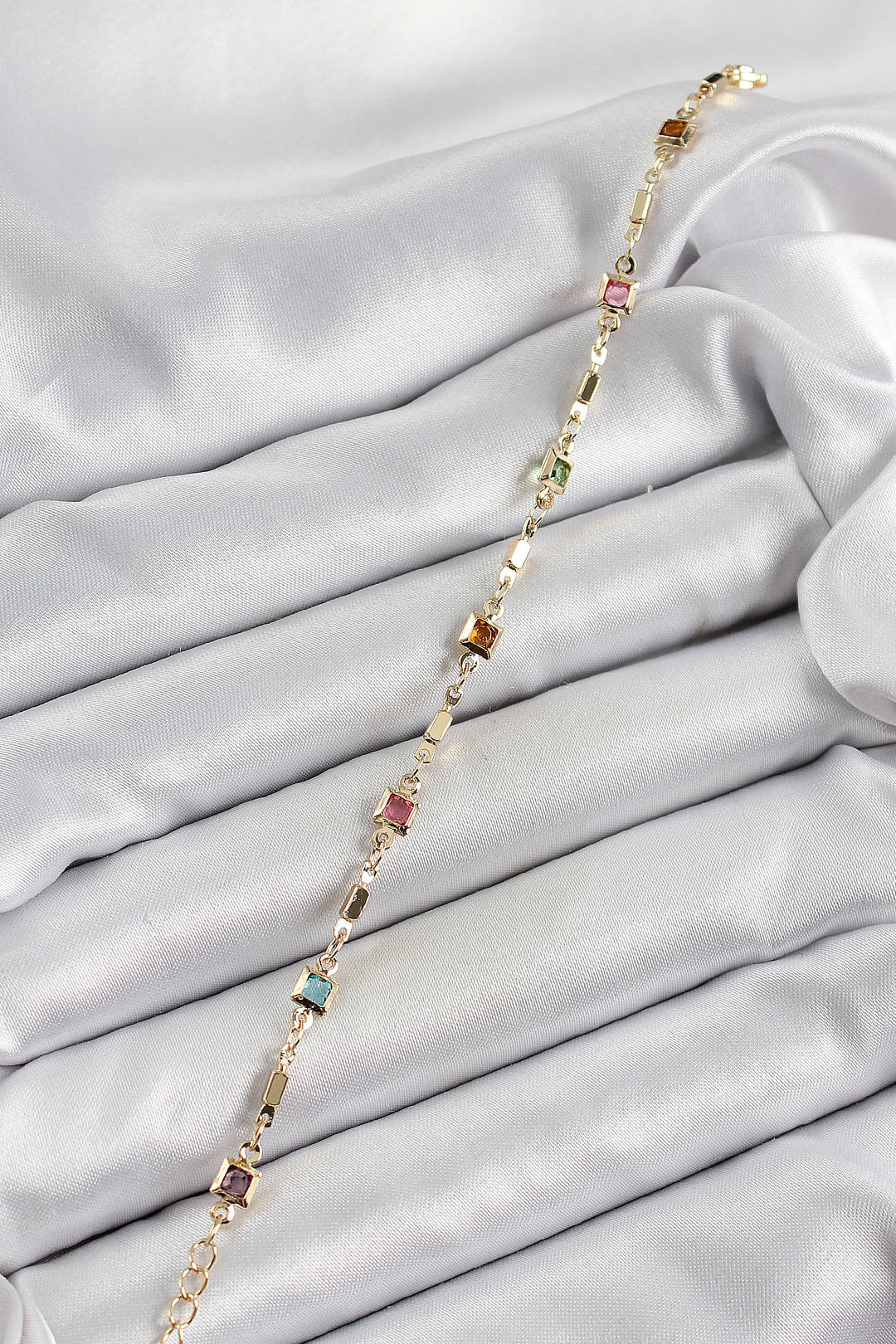 EBJ Rice Gold Color Mixed Color Square Zircon Stone Women's Bracelet - Huntsville