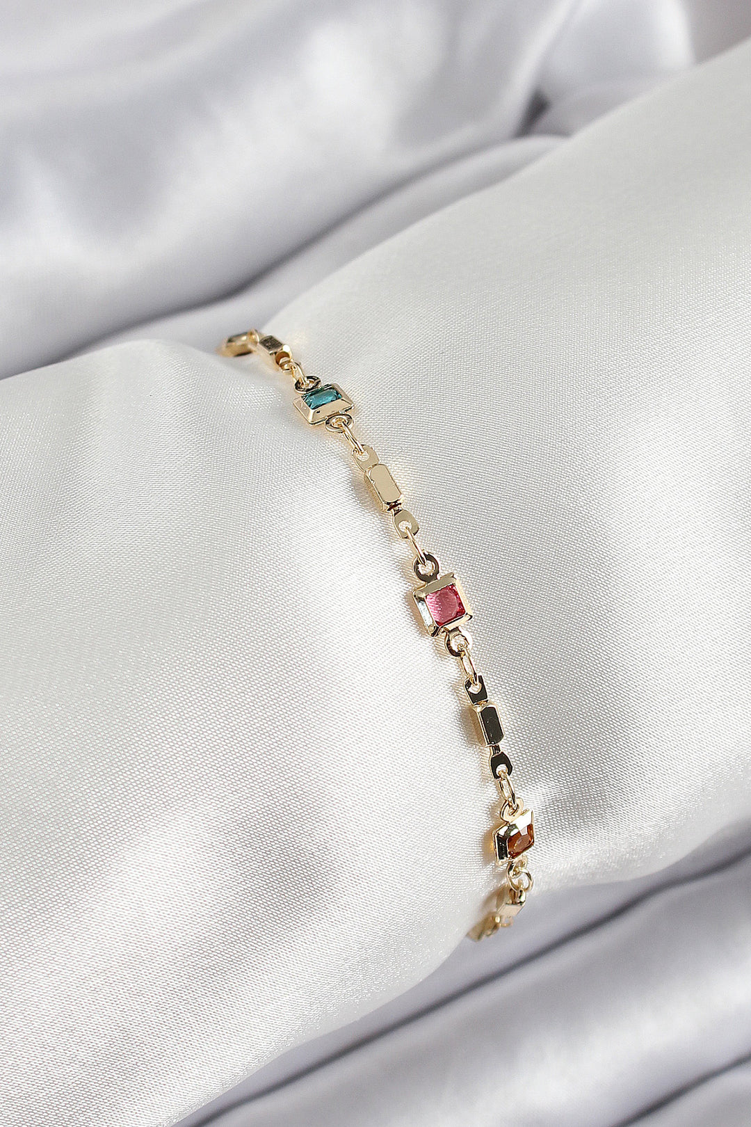 EBJ Rice Gold Color Mixed Color Square Zircon Stone Women's Bracelet - Huntsville