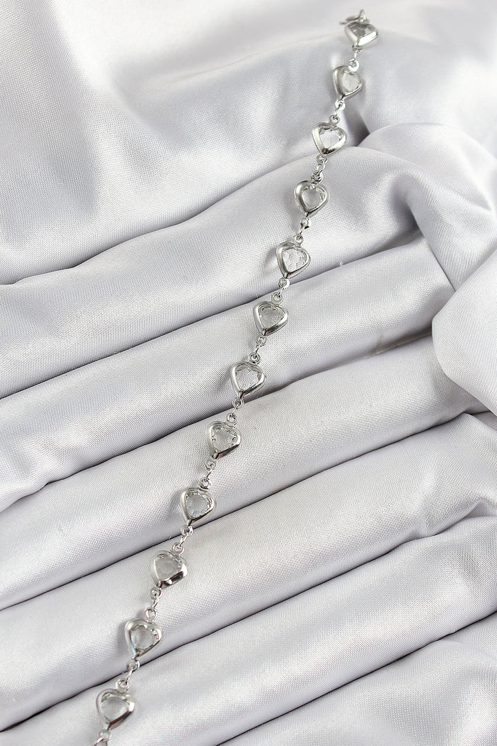 EBJ Rice Silver Color Heart Zircon Stone Women's Bracelet - Palenque