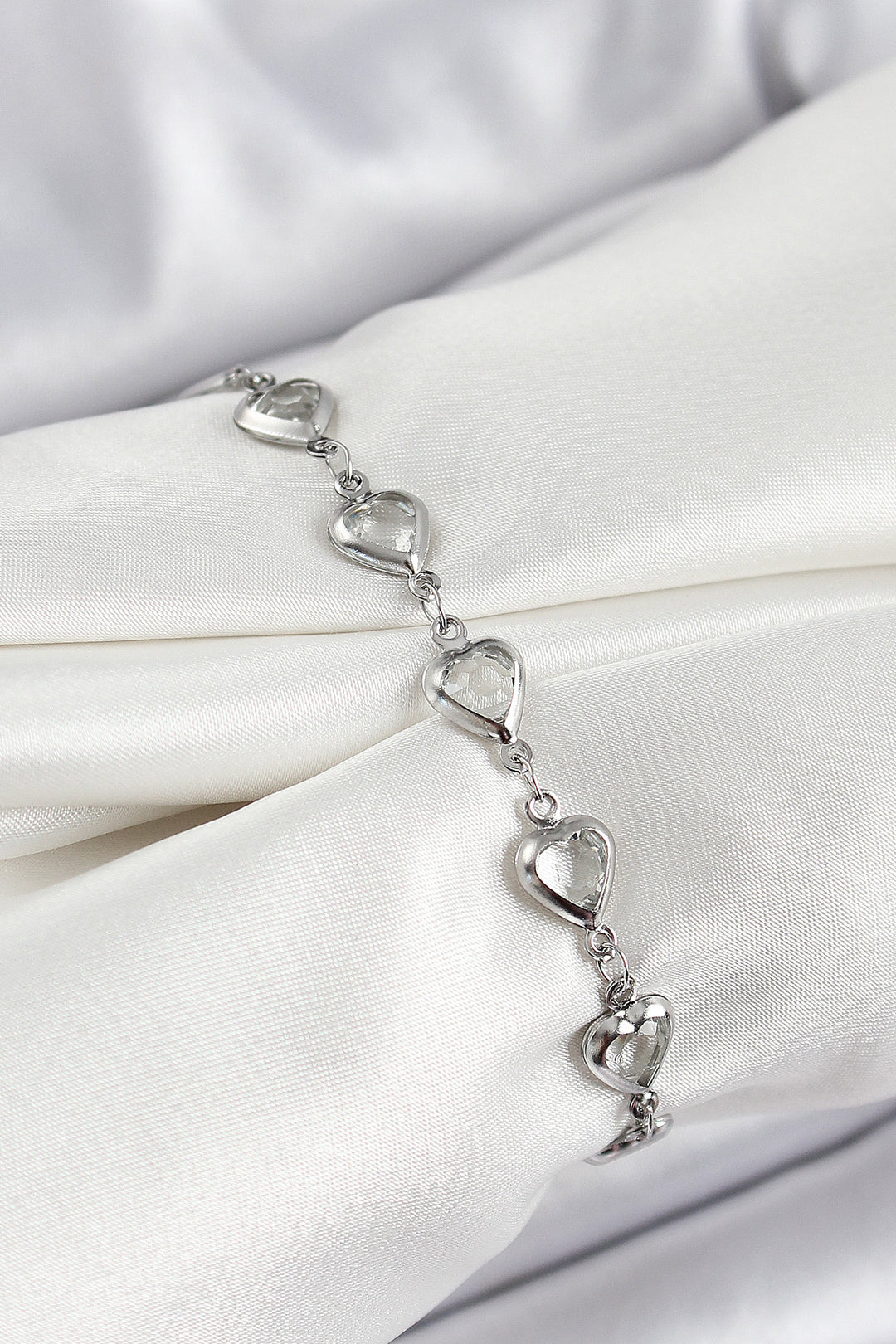 EBJ Rice Silver Color Heart Zircon Stone Women's Bracelet - Palenque