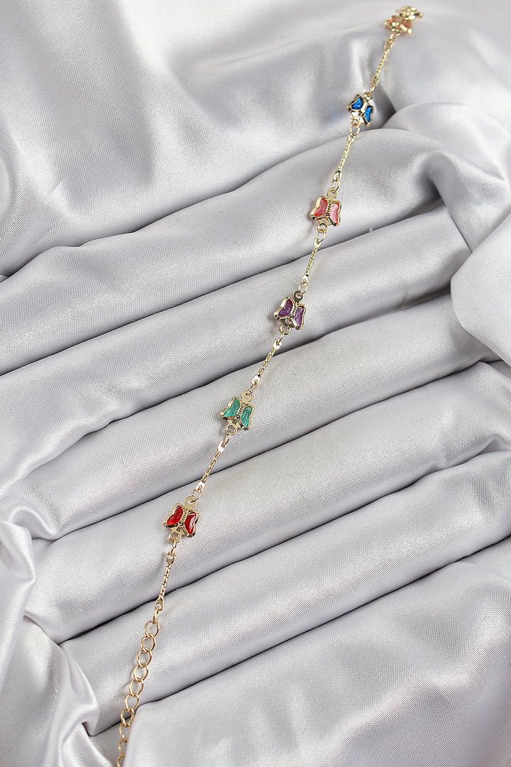 EBJ Rice Gold Color Mixed Color Butterfly Zircon Stone Women's Bracelet - Channelview