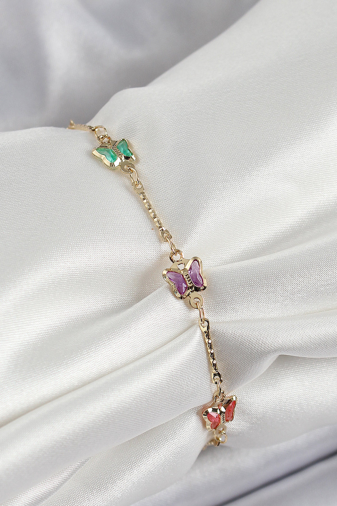 EBJ Rice Gold Color Mixed Color Butterfly Zircon Stone Women's Bracelet - Channelview