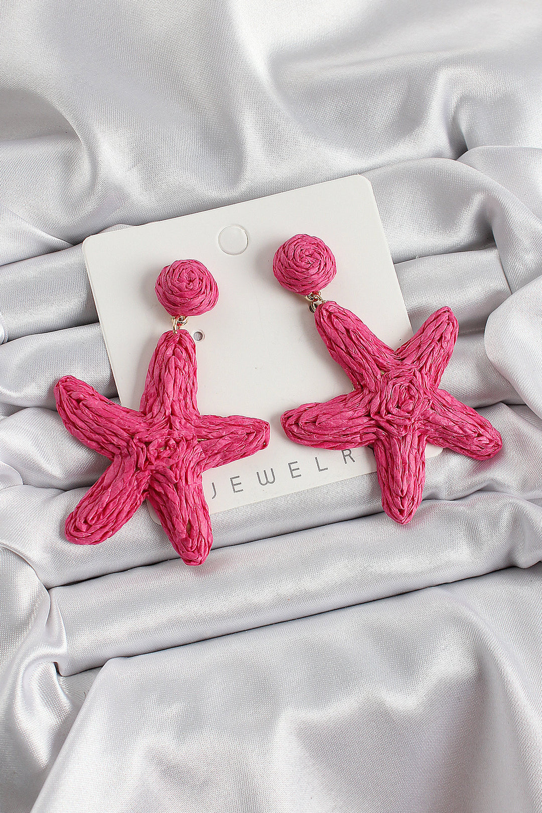 EBJ Pink Starfish Figure Wicker Knitting Model Gold Color Women's Earrings - Gold Coast