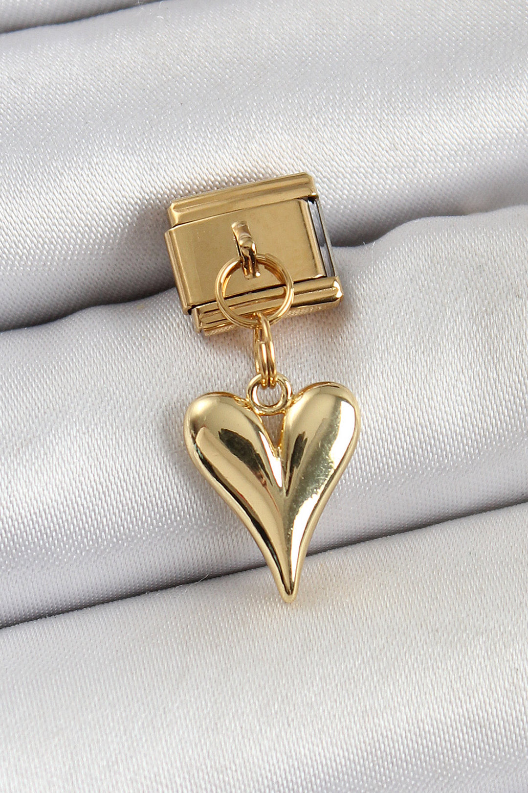 EBJ 316L Stainless Steel Dangling Heart Model Gold Color Nomination Charm - Buffalo