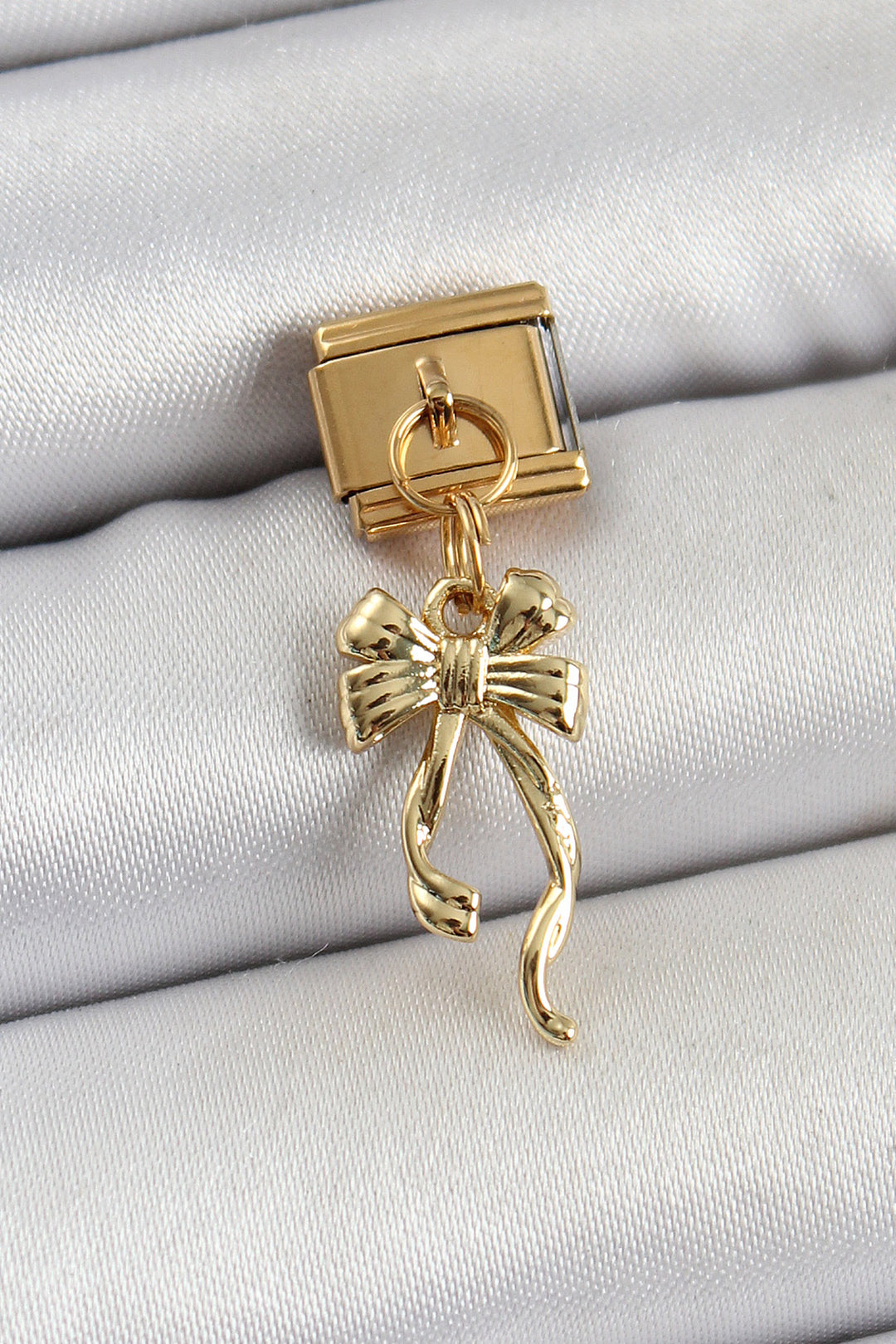 EBJ 316L Steel Dangling Long Bow Model Gold Color Nomination Charm - Watsonville