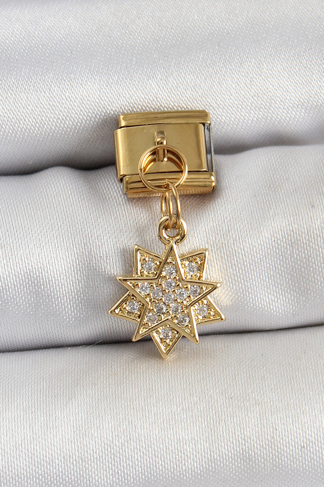 EBJ 316L Stainless Steel Dangling Star Model Gold Color Nomination Charm with Zircon Stone - Gallarate