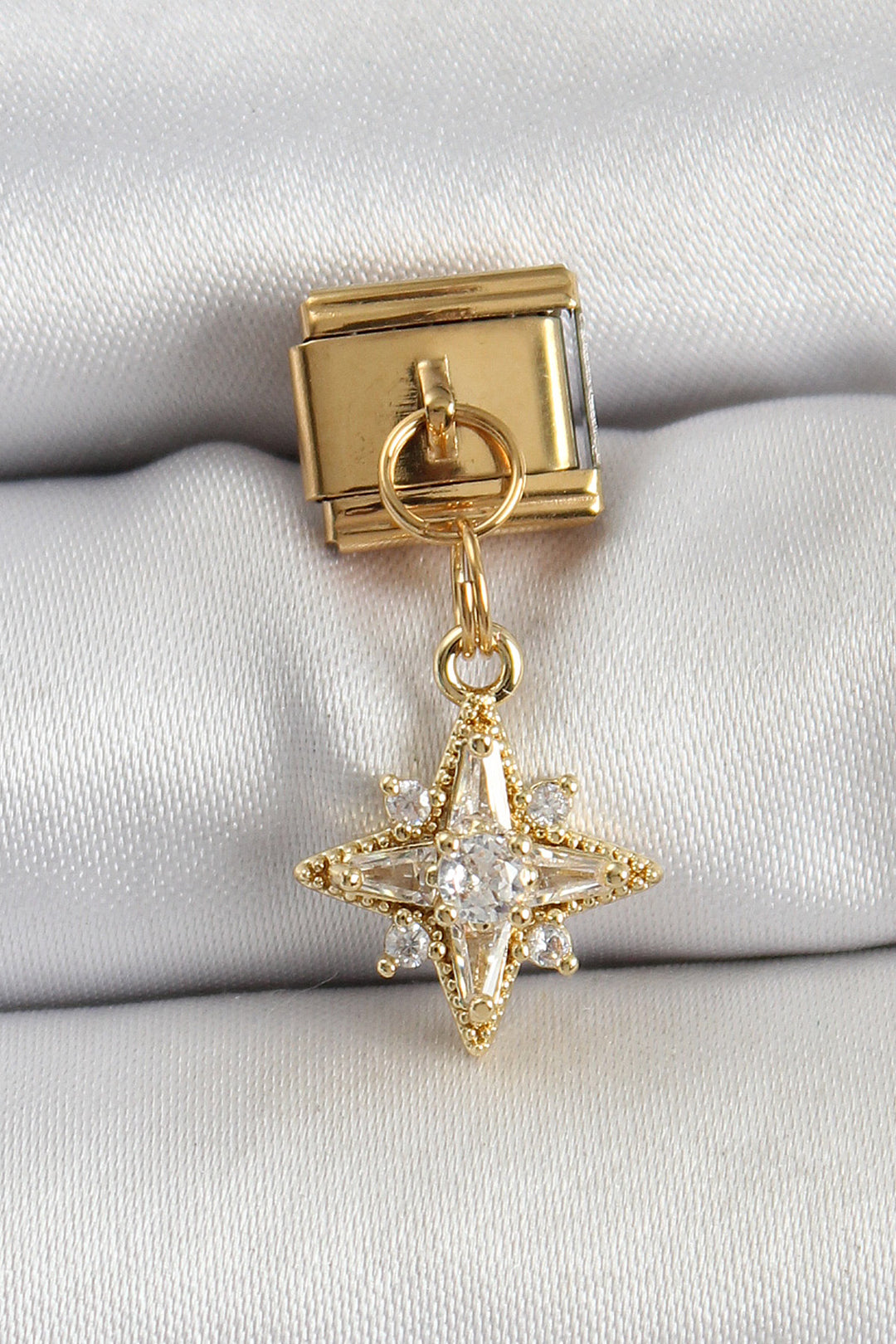 EBJ 316L Stainless Steel Dangling Star Charm with Zircon Stone in Gold Color by Nomination - Cheyenne