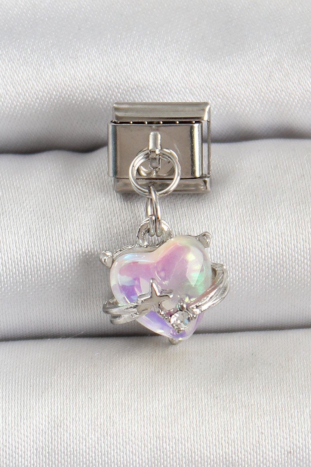 EBJ 316L Stainless Steel Silver Color Heart Nomination Charm - Grugliasco