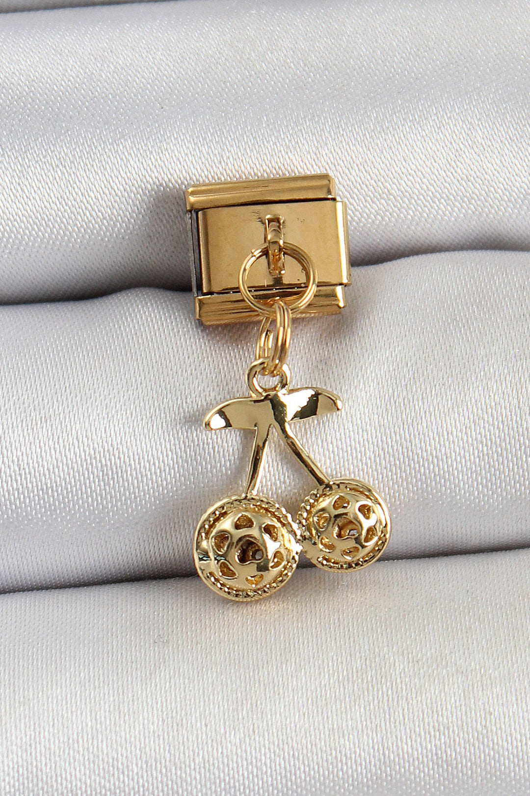 EBJ 316L Steel Dangling Zircon Stone Bow Model Gold Color Nomination C316L Steel Dangling Cherry Model Gold Color Nomination Charm - Podilsk