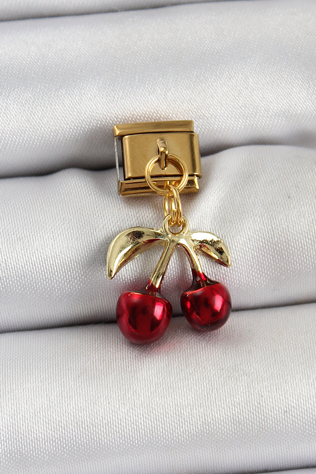 EBJ 316L Stainless Steel Dangling Red Cherry Model Gold Color Nomination Charm - Folkestone
