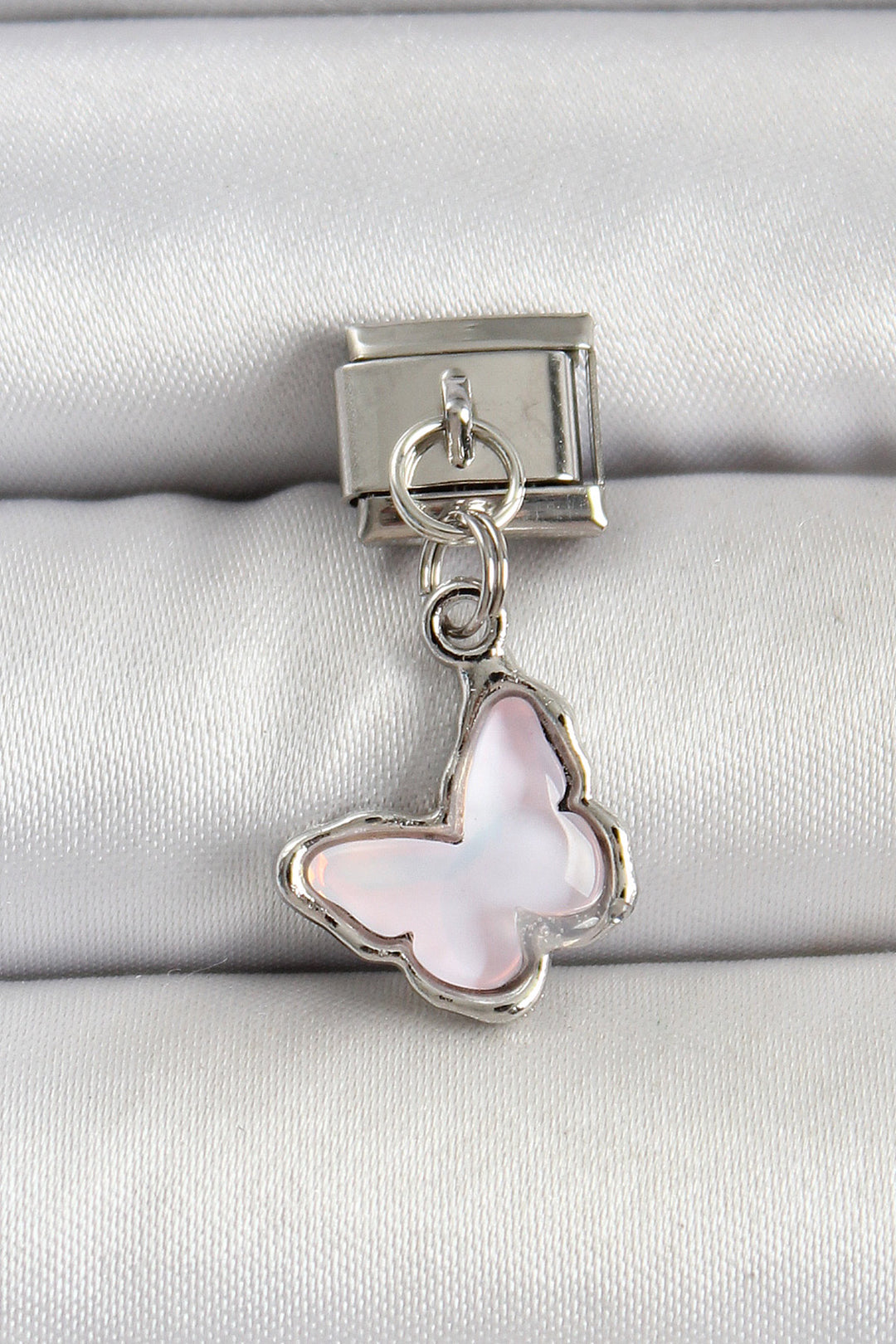 EBJ 316L Steel Silver Color Lilac Butterfly Model Nomination Charm - Leer