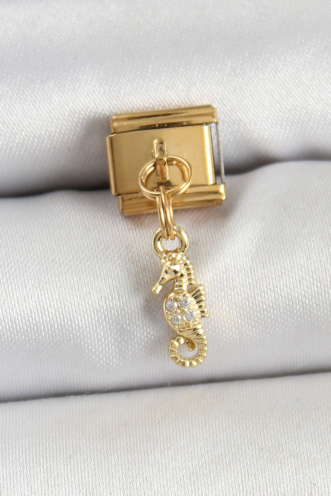 EBJ 316L Stainless Steel Dangling Zircon Stone Flower Model Gold Color Nomination Charm - Guarda