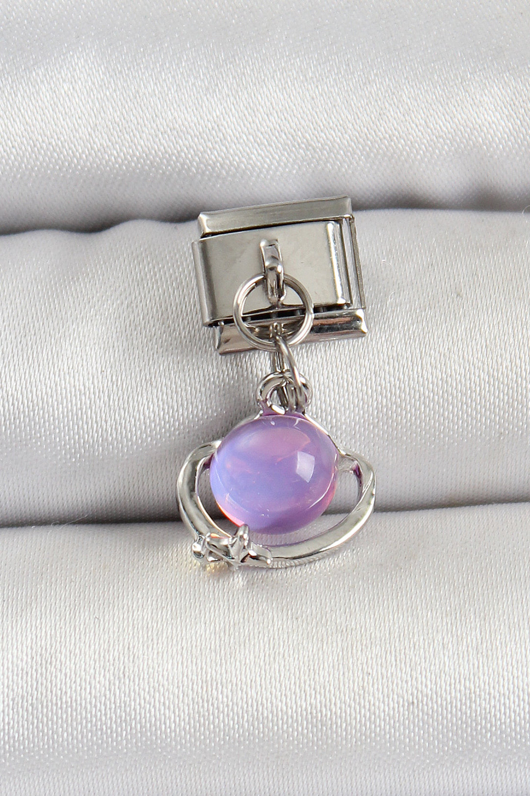 EBJ 316L Steel Silver Color Moonstone Model Nomination Charm - Guarda