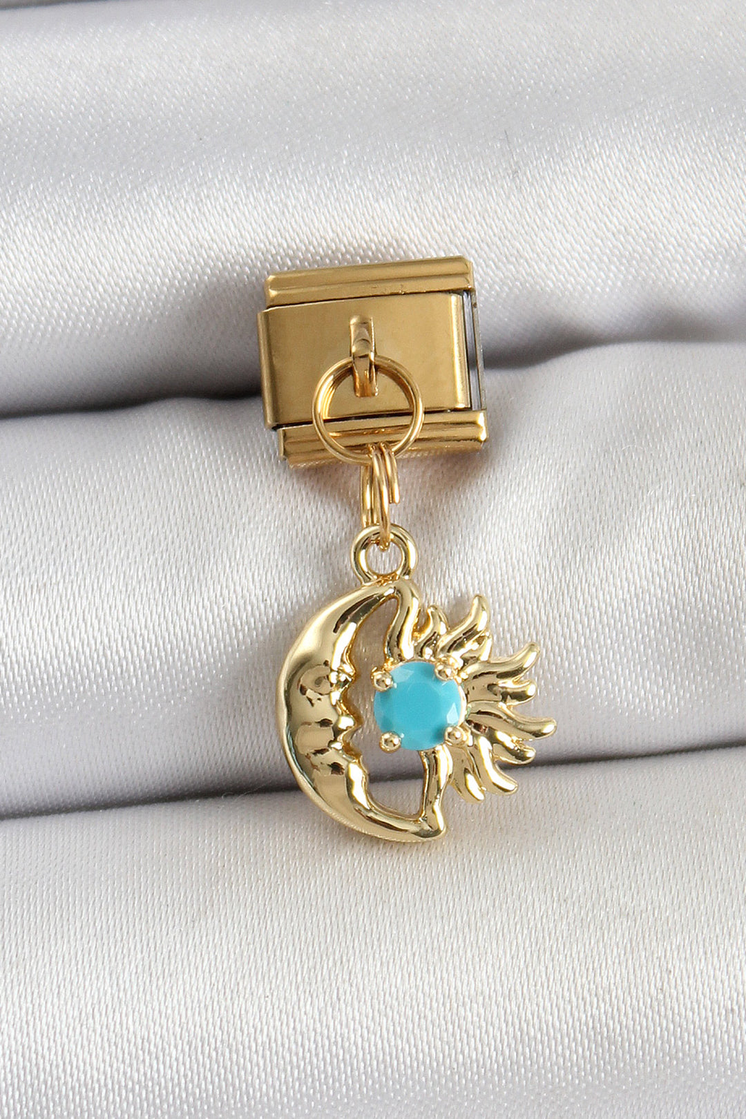 EBJ 316L Stainless Steel Dangling Moon and Sun Model Gold Color Nomination Charm - Cascais