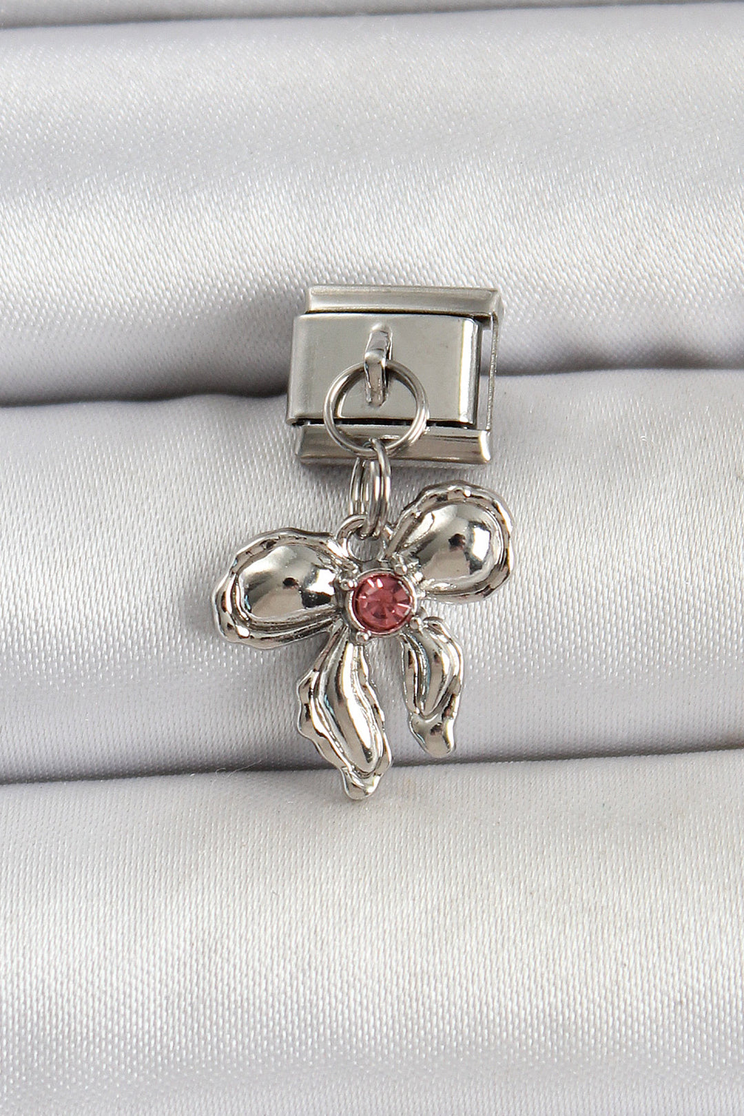 EBJ 316L Steel Silver Color Bow Model Nomination Charm - Tuxpan