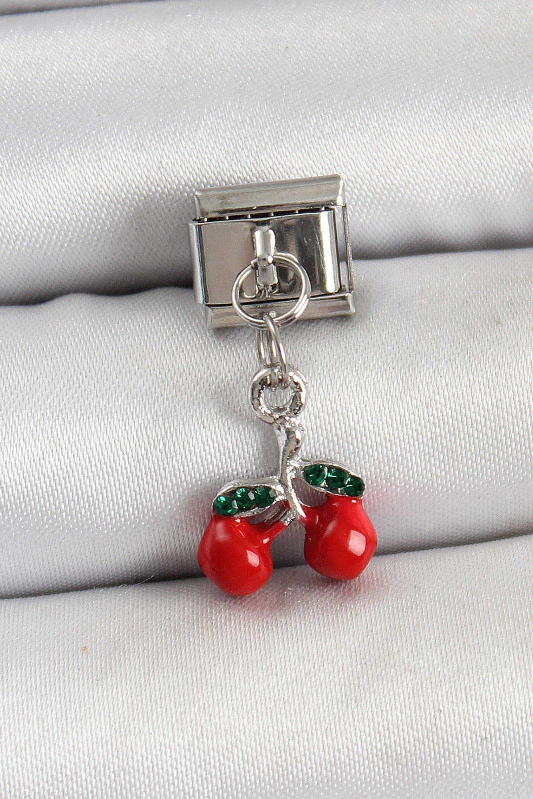 EBJ 316L Stainless Steel Dangling Red Cherry Model Silver Color Nomination Charm - Novovolynsk