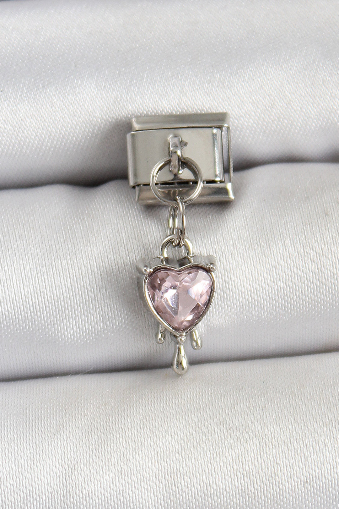 EBJ 316L Steel Silver Color Pink Heart Model Nomination Charm - Warren
