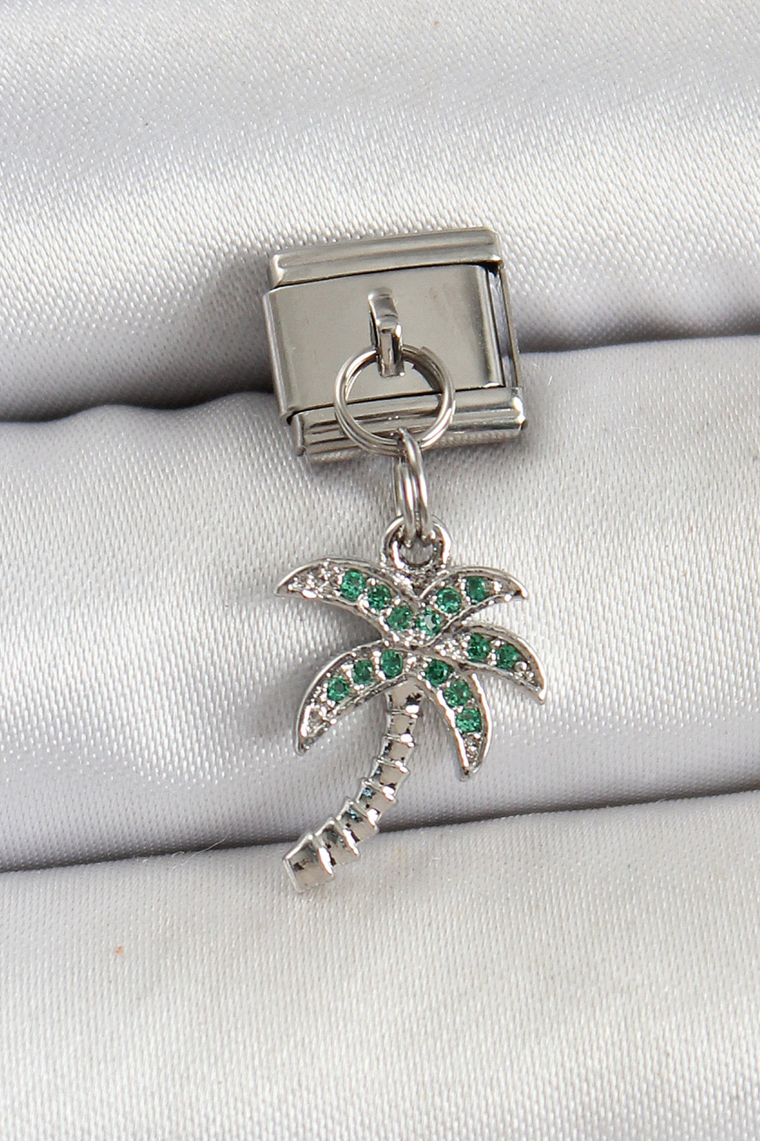 EBJ 316L Stainless Steel Palm Tree Model Charm with Zircon Stone by Nomination - El Ejido
