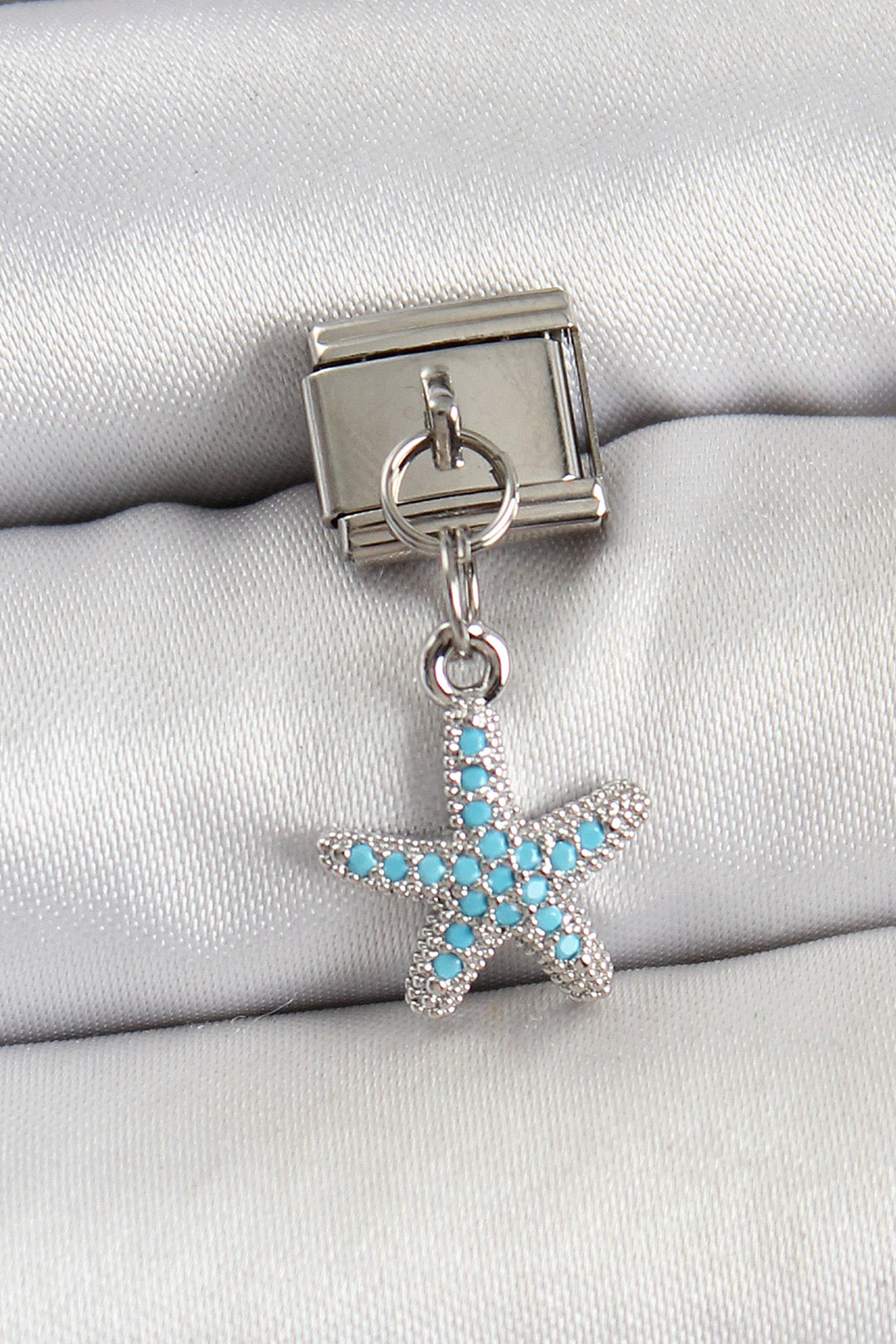 EBJ 316L Stainless Steel Dangling Starfish Model Charm with Zircon Stone in Silver Color by Nomination - Durango