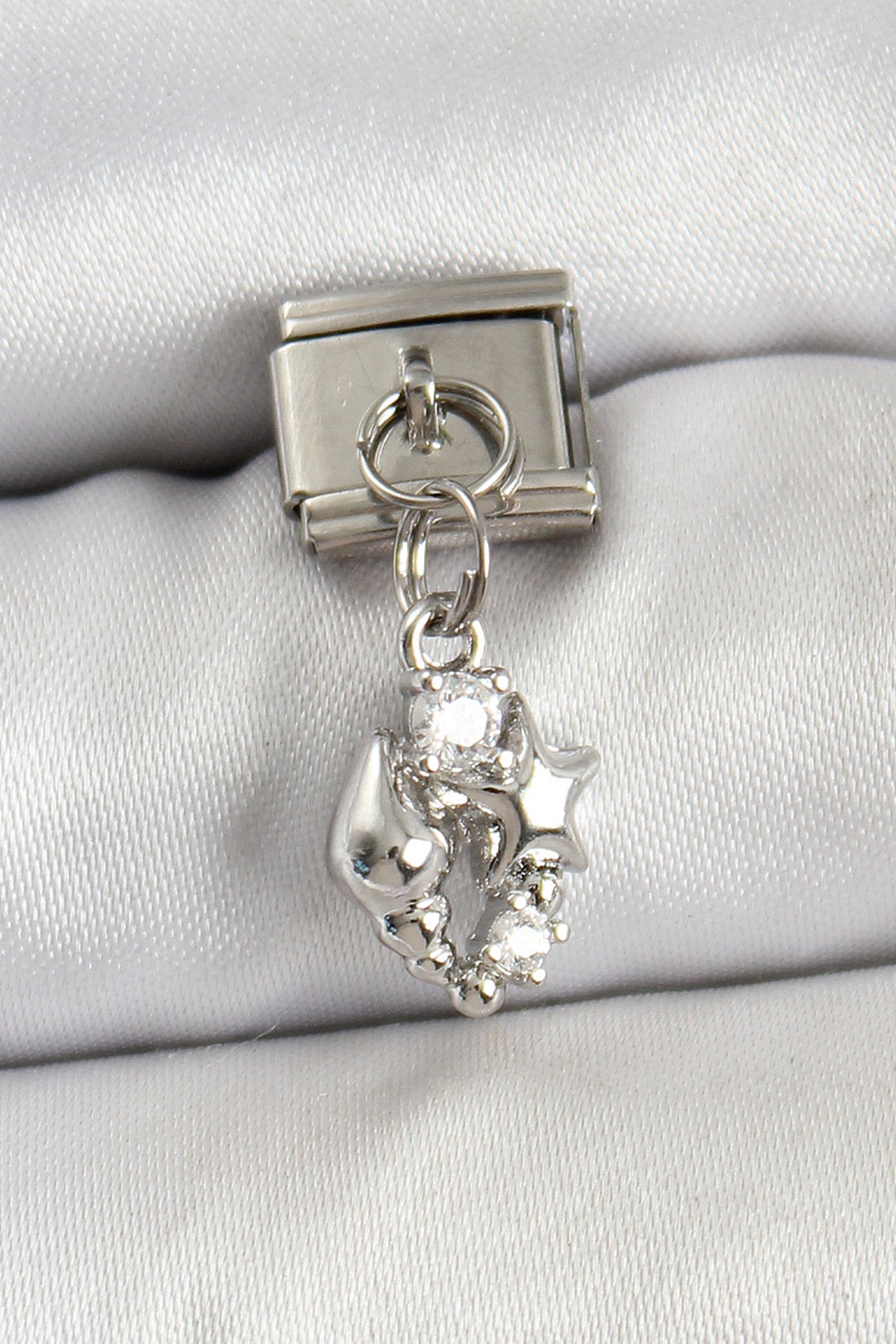 EBJ 316L Stainless Steel Dangling Zircon Stone Sea Shell and Star Design Silver Color Nomination Charm - Bârlad