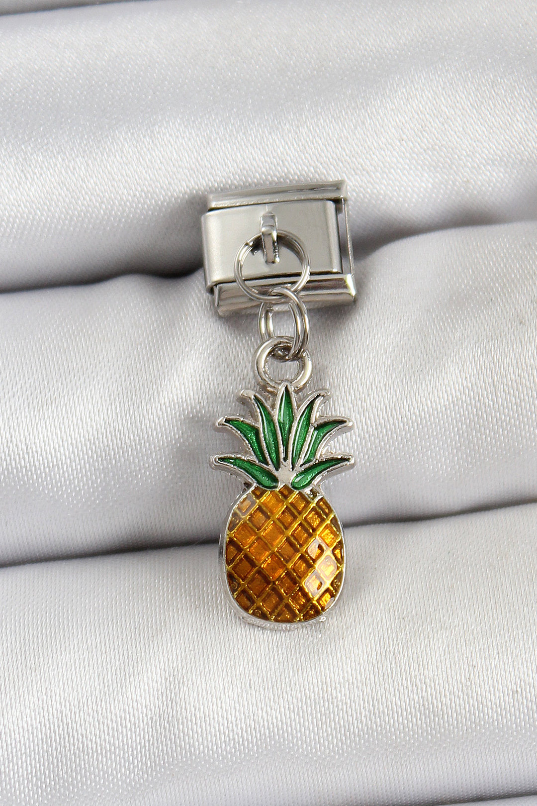 EBJ 316L Stainless Steel Dangling Pineapple Model Silver Color Nomination Charm - Waco