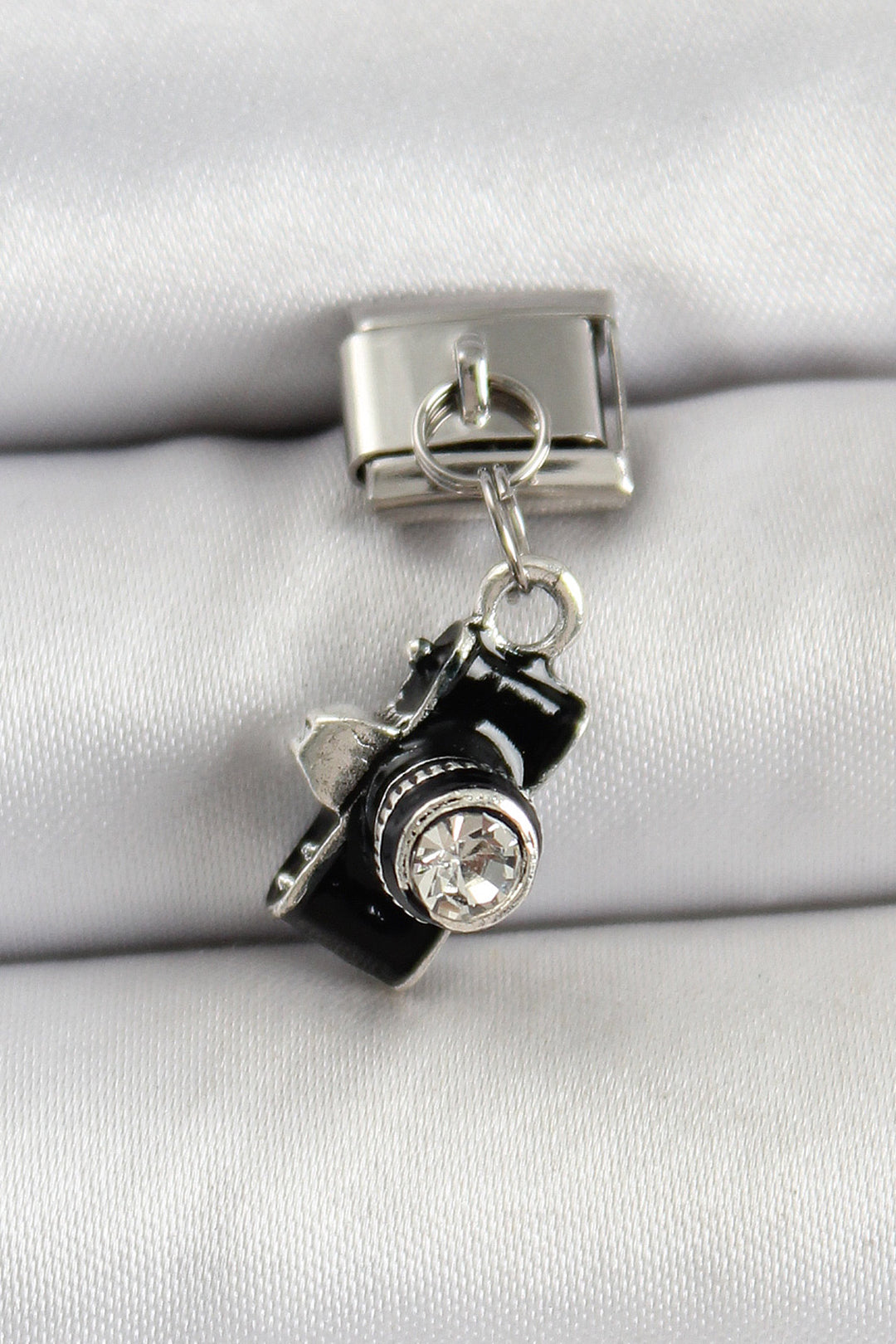 EBJ 316L Stainless Steel Swinging Zircon Stone Camera Model Silver Color Nomination Charm - Jefferson City