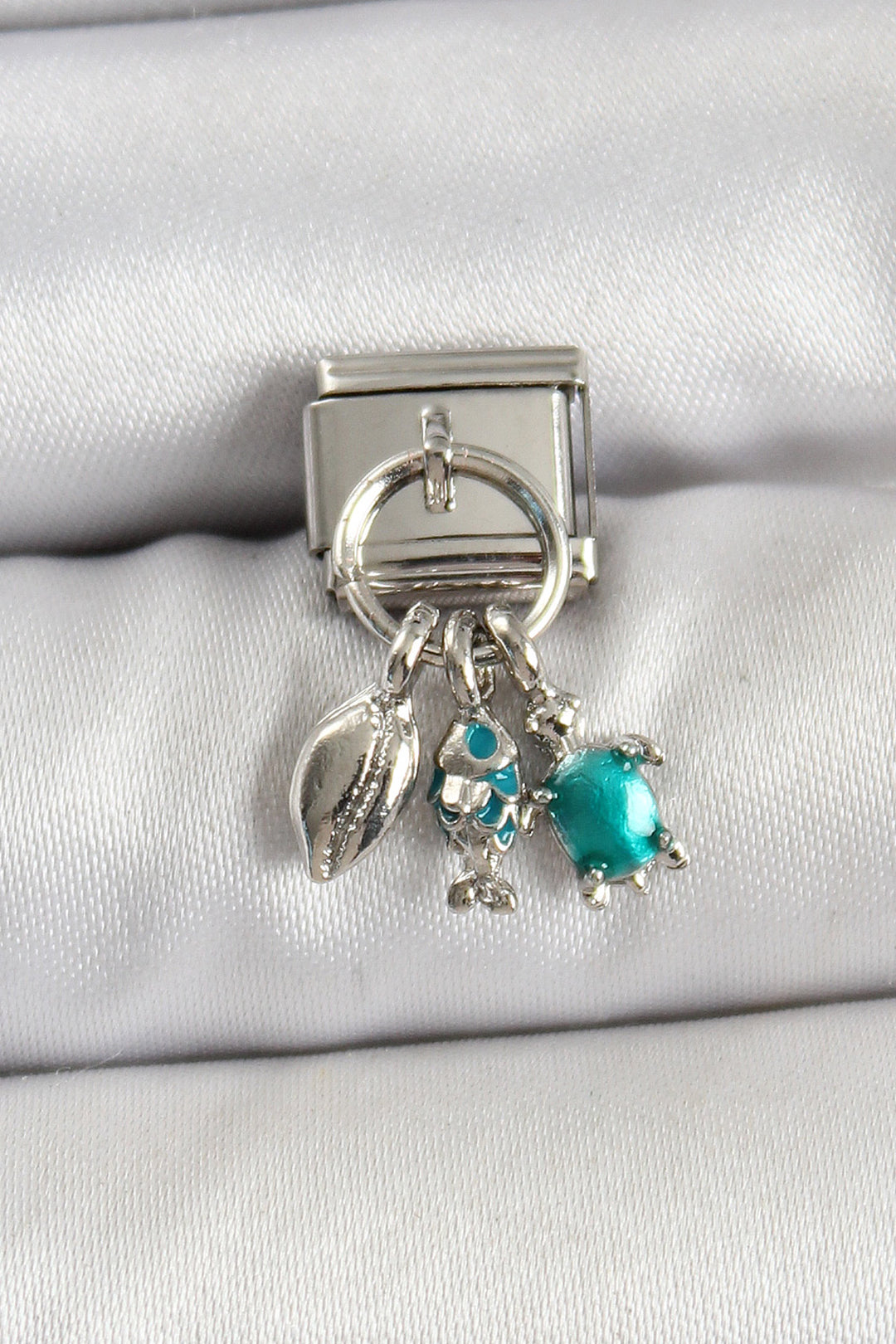 EBJ 316L Stainless Steel Dangling Zircon Stone Sea Themed Multiple Model Silver Color Nomination Charm - Alton