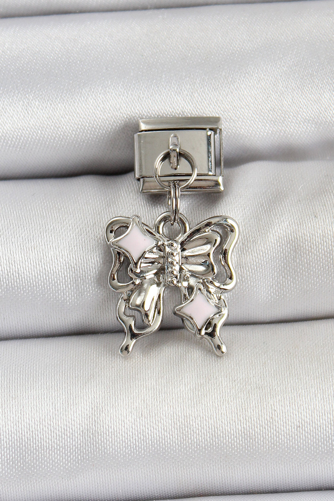 EBJ 316L Stainless Steel Dangling Bow Model Silver Color Nomination Charm - Pharr