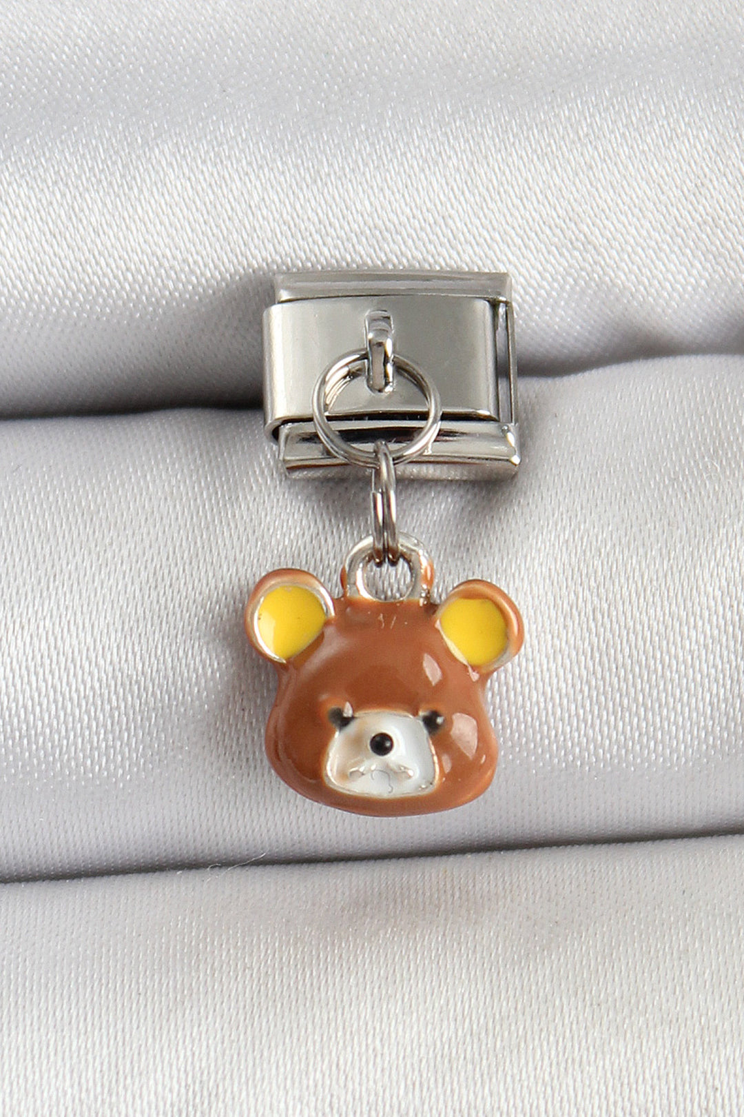 EBJ 316L Stainless Steel Brown Bear Model Silver Color Nomination Charm - Austin