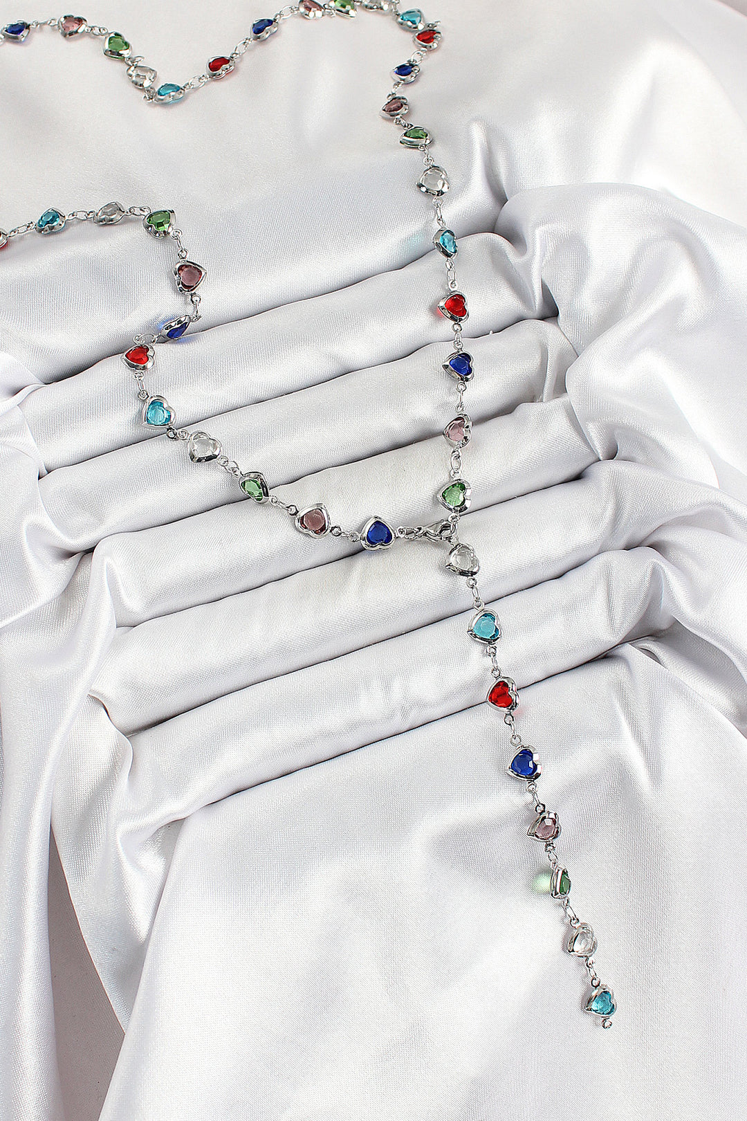 EBJ Rice Silver Color Mixed Color Zircon Stone Heart-shaped Y Women's Necklace - Oklahoma City