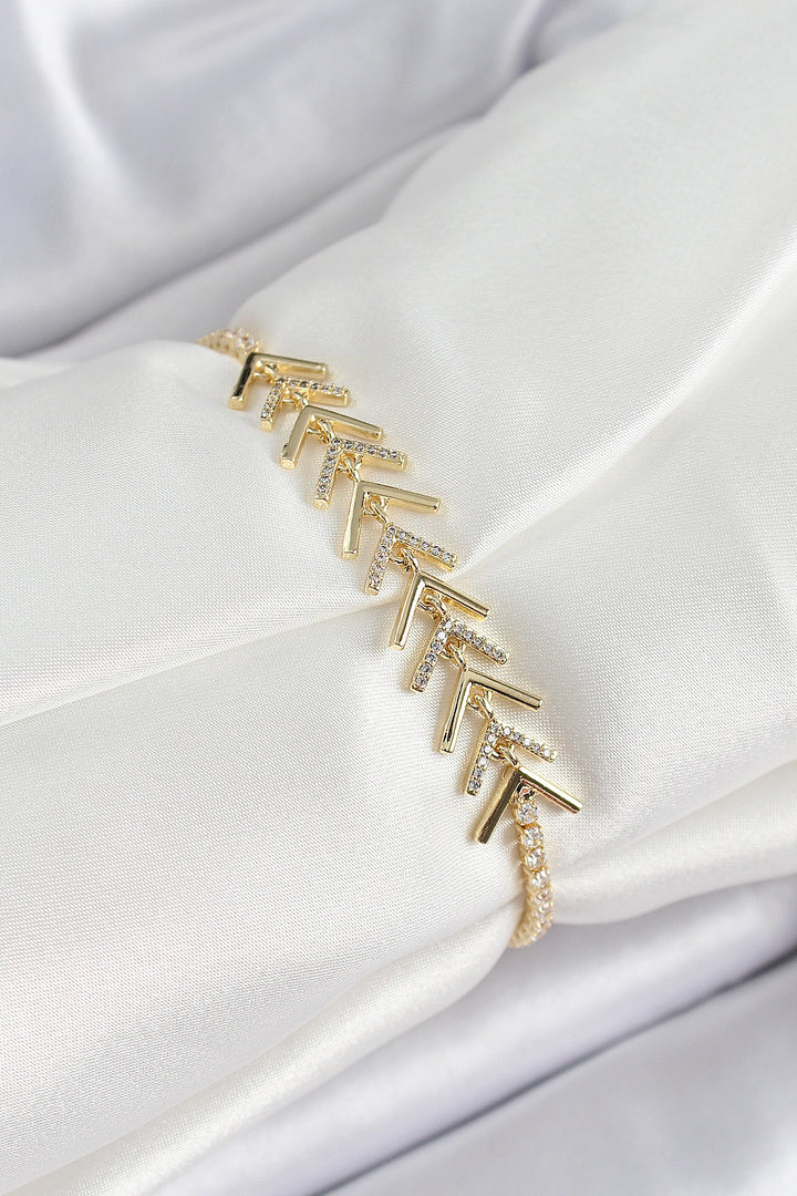 EBJ Rice Gold Color Fishbone Bracelet with Zircon Stone - Den Helder