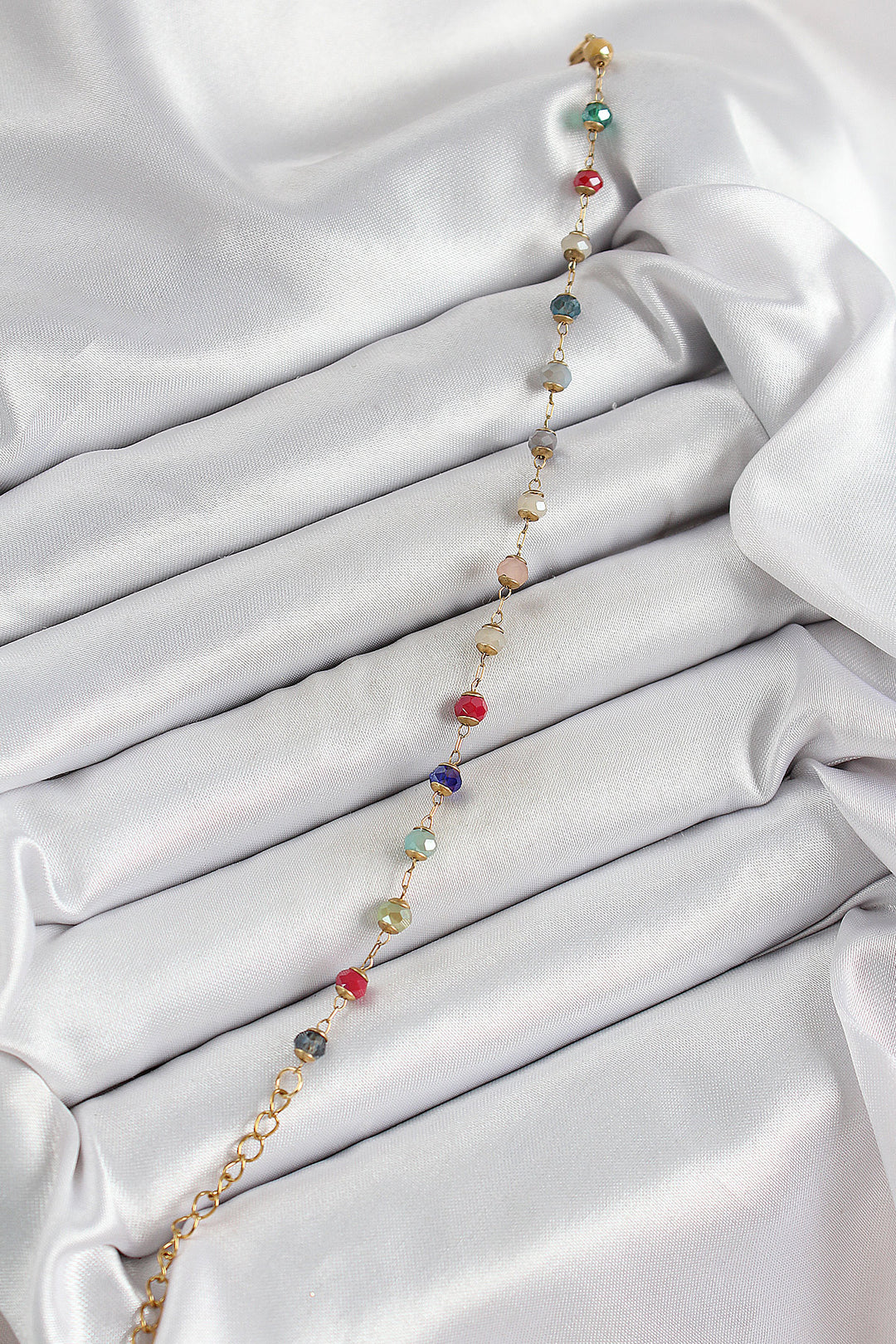 EBJ 316L Steel Gold Color Chain Mixed Color Crystal Stone Women's Bracelet - Saarlouis