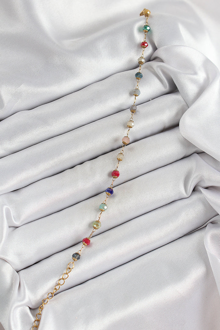 EBJ 316L Steel Gold Color Chain Mixed Color Crystal Stone Women's Bracelet - Saarlouis