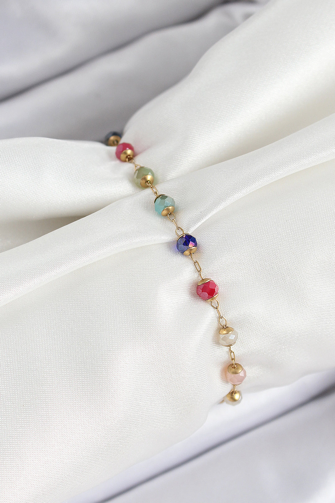 EBJ 316L Steel Gold Color Chain Mixed Color Crystal Stone Women's Bracelet - Saarlouis