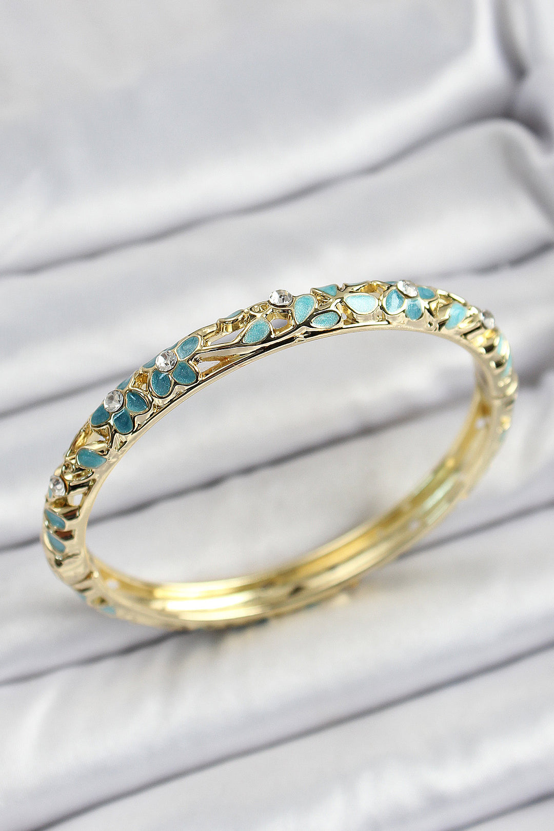 EBJ Enamel Brass Green Motif Women's Cuff - Colchester