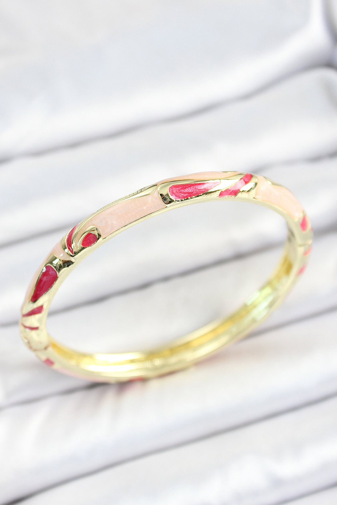 EBJ Mineli Rice Pink Patterned Gold Color Women's Cuff - Alvarado