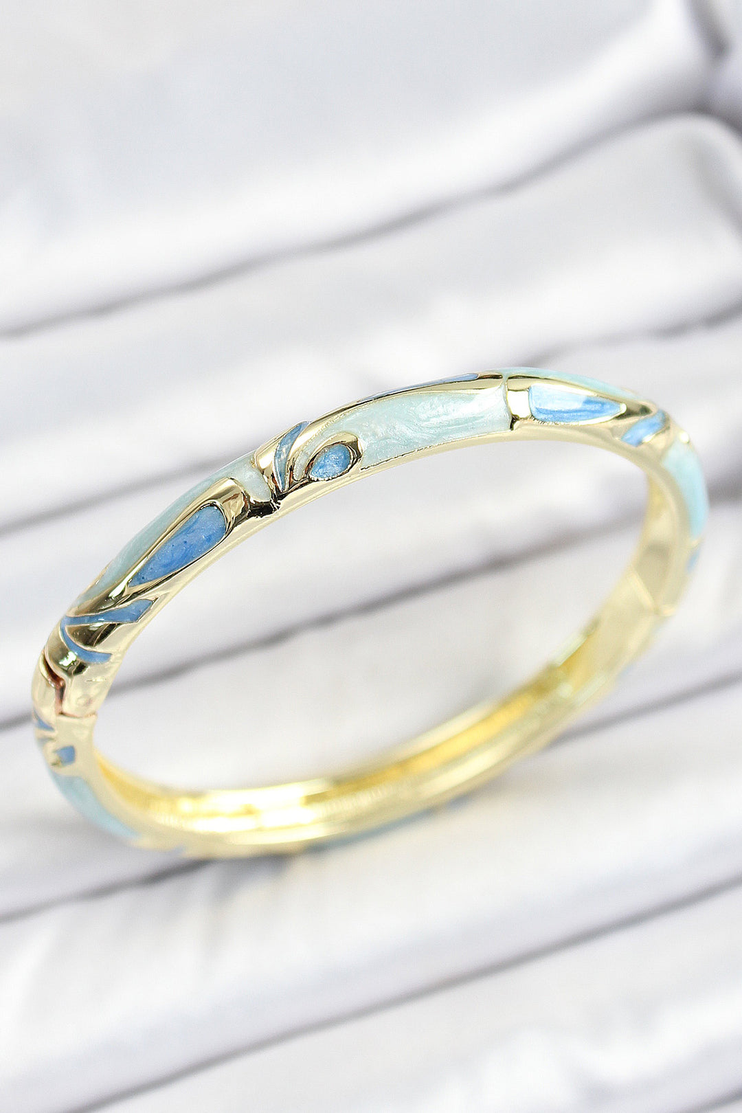 EBJ Mineli Rice Blue Patterned Gold Color Women's Cuff - Mission Bend