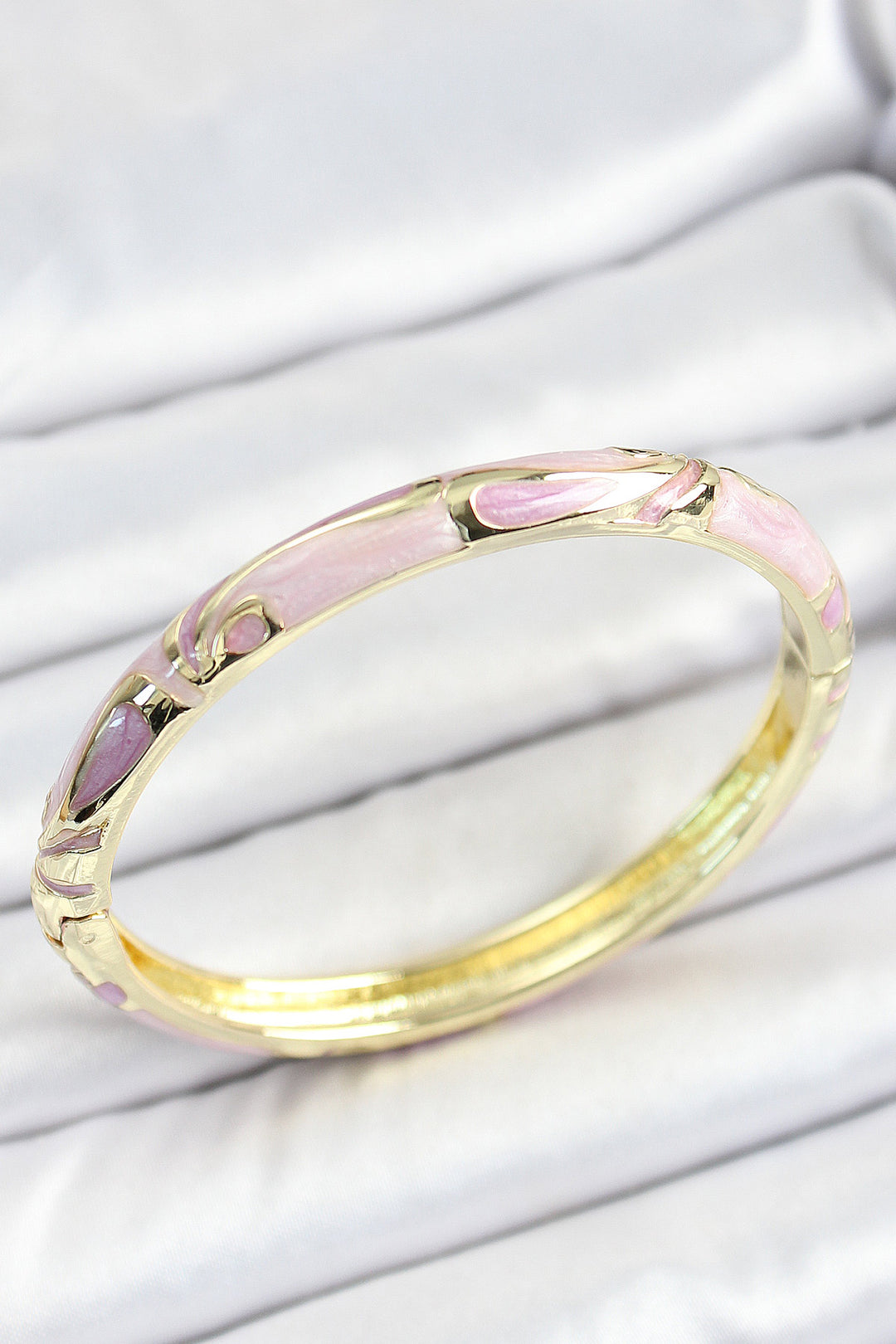 EBJ Mineli Rice Pink Patterned Gold Color Women's Cuff - San Juan