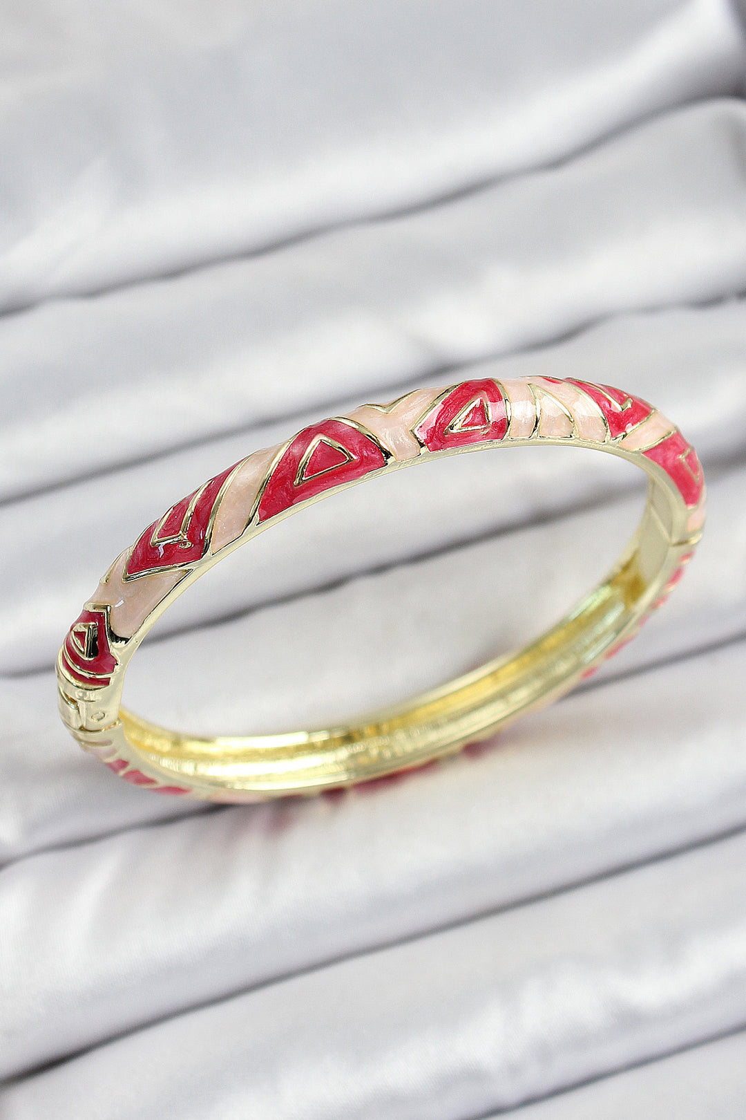 EBJ Mineli Rice Pink Geometric Patterned Women's Cuff - Rossano
