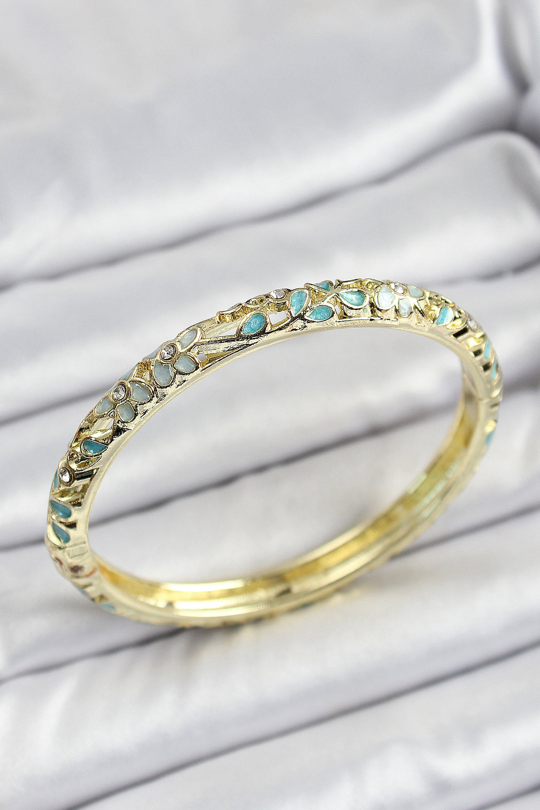 EBJ Mineli Pirinç Water Green Flower Patterned Women's Cuff - Gloucester