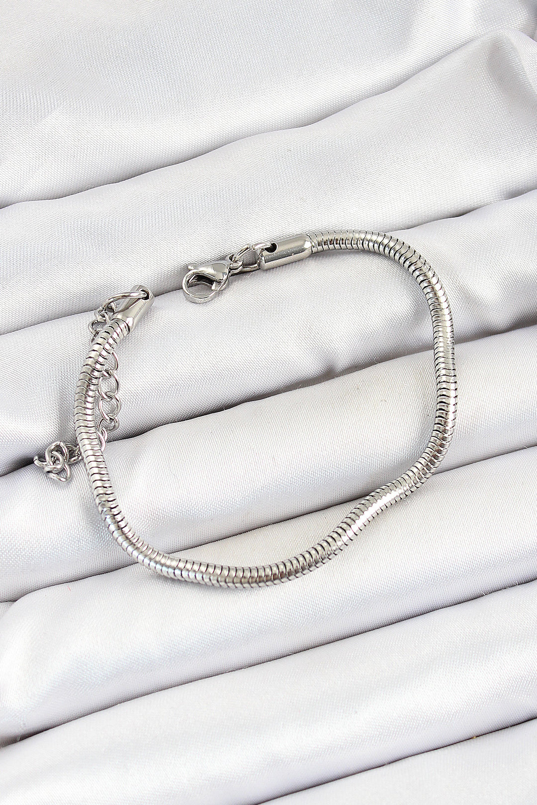 EBJ 316L Steel Silver Color Thick Snake Chain Men's Bracelet - Wildomar